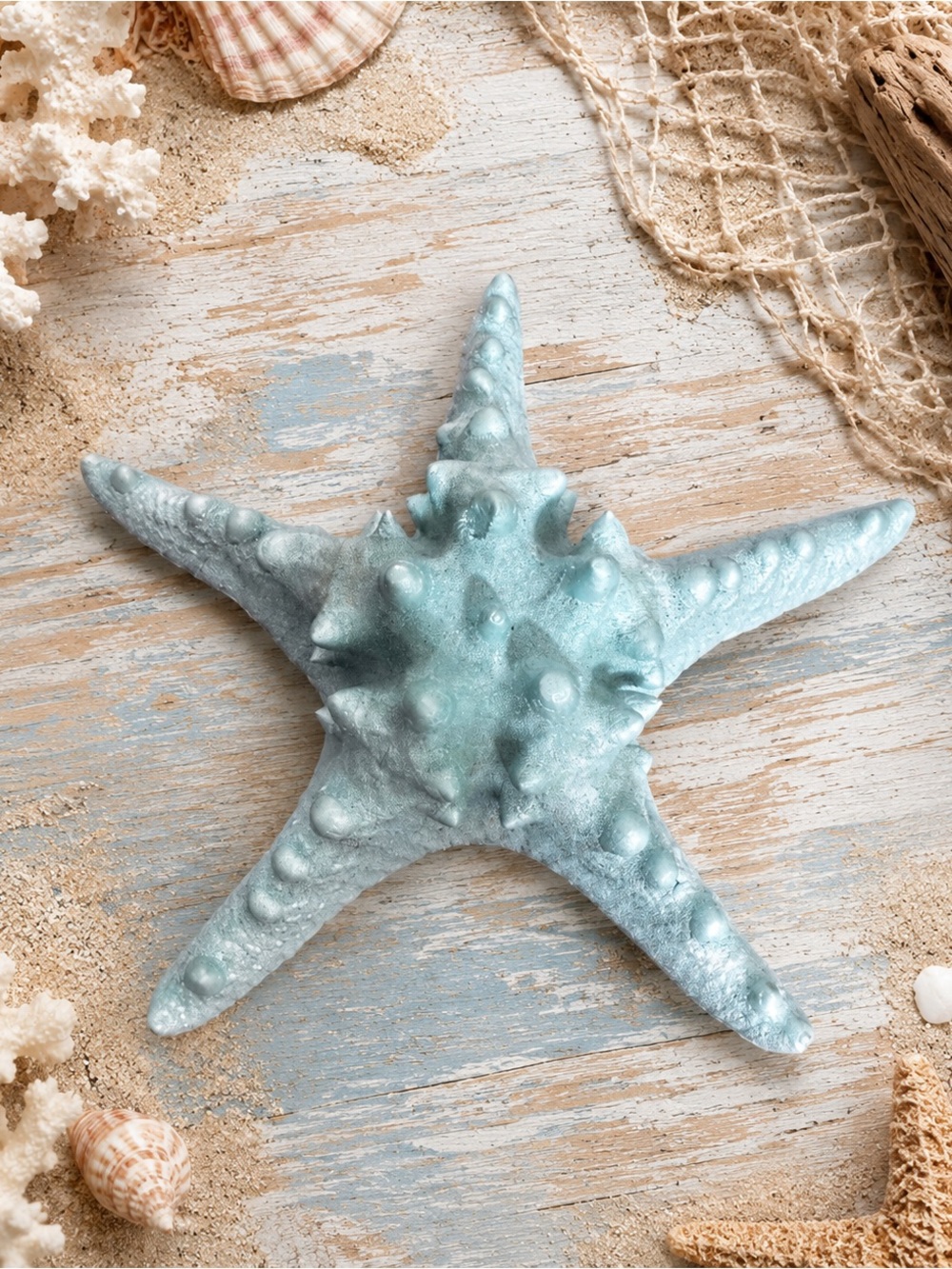 Large Natural Knobby Starfish Hand Painted Coastal Beach Decor 6”
